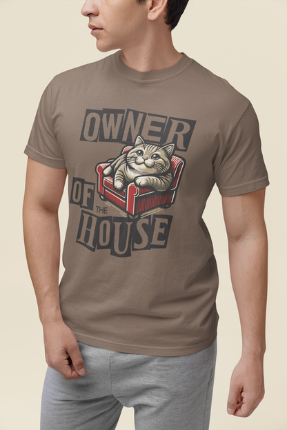 Owner of the House Cat T-Shirt in Espresso – Funny Cat Dad Garment-Dyed Tee | WhiskersMethod

