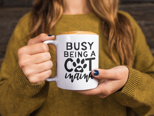 Busy Being a Cat Mama – The Cat Mom Mug for Women Who Have Their Priorities Straight - WhiskersMethod