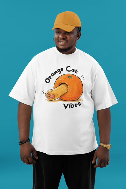 Orange Cat Vibes Only | Garment-Dyed Graphic T-Shirt for Cat Lovers