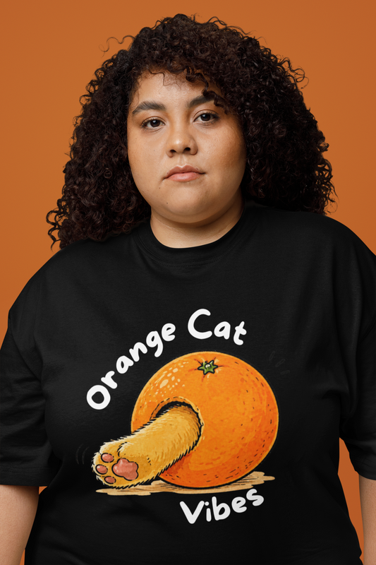 Orange Cat Vibes Only | Garment-Dyed Graphic T-Shirt for Cat Lovers