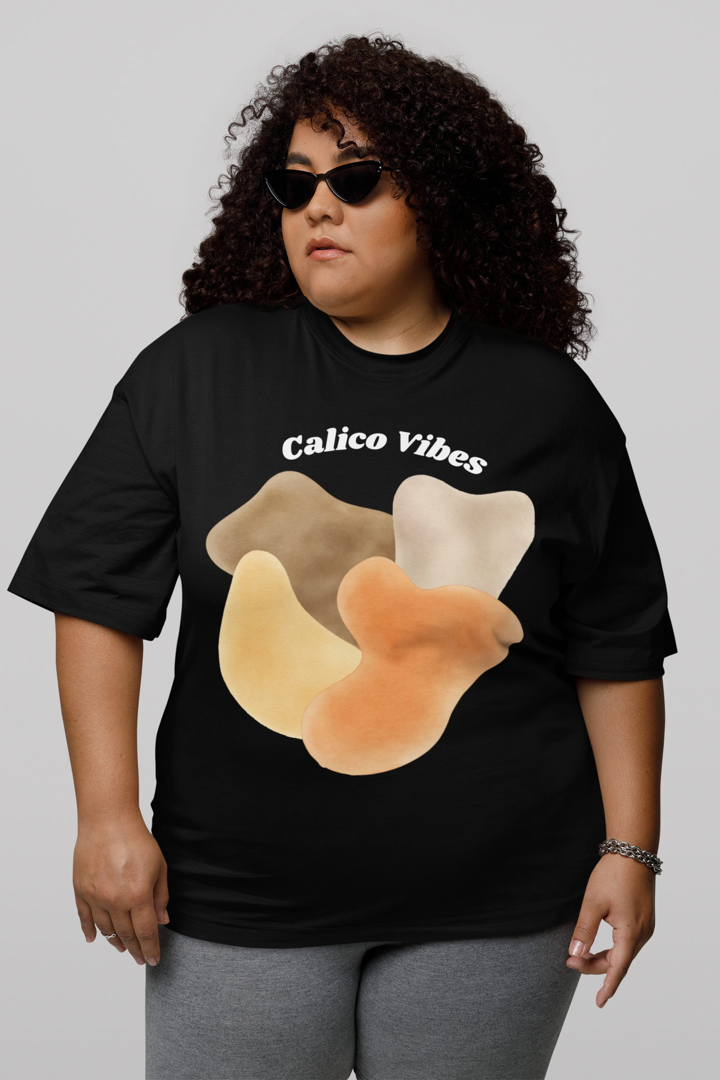 Calico Cat Graphic Tee |Retro Patch Design | Garment Dyed T-Shirt